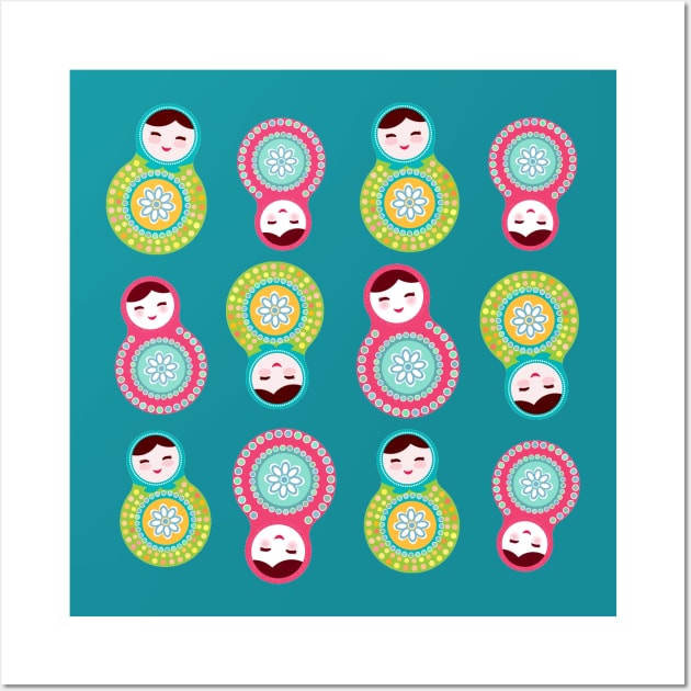 Russian dolls matryoshka Pattern Wall Art by EkaterinaP